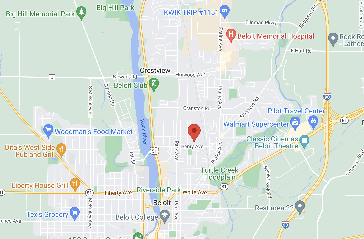 Aerial map of site in proximity to other attractions in town